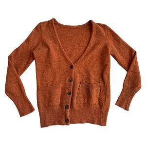 Rust Copper Wool Blend Front Pockets Long Sleeve Knit Cardigan Sweater Size M